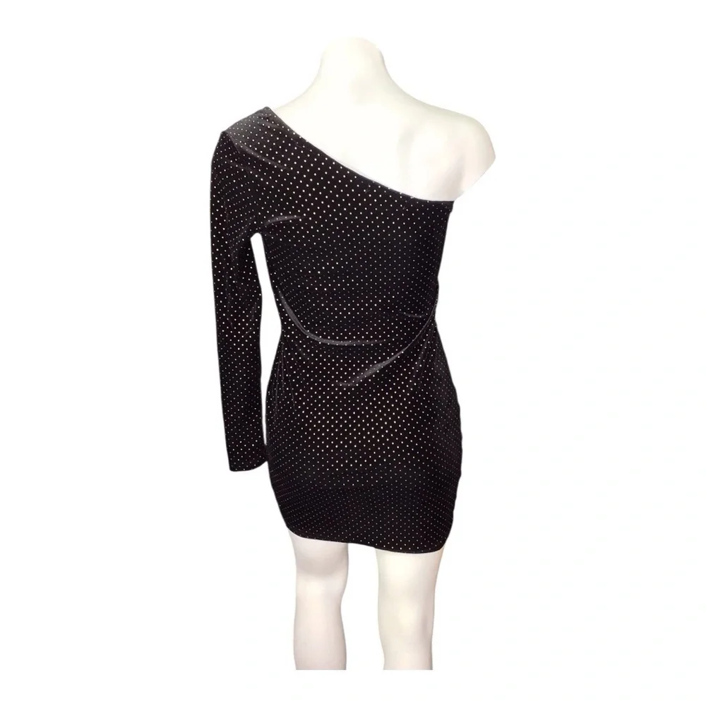 Vintage Y2K Say What? Black and Gold One-Shoulder Dress EUC size M
